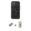 MARSİLYAN™- iPhone 12 Mini Kılıf Ahenk Klasik - Siyah Polymer Nano Ekran Koruyucu + Shine Kamera Lens Koruma Cam - GD