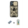 MARSİLYAN™- iPhone 12 Mini Kılıf Ahenk Klasik - Siyah Polymer Nano Ekran Koruyucu + Shine Kamera Lens Koruma Cam - GD