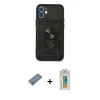 MARSİLYAN™- iPhone 12 Mini Kılıf Ahenk Klasik - Siyah Polymer Nano Ekran Koruyucu + Shine Kamera Lens Koruma Cam - MI