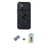 MARSİLYAN™- iPhone 12 Mini Kılıf Ahenk Klasik - Siyah Polymer Nano Ekran Koruyucu + Shine Kamera Lens Koruma Cam - MI