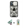MARSİLYAN™- iPhone 12 Mini Kılıf Ahenk Klasik - Siyah Polymer Nano Ekran Koruyucu + Raze Metal Kamera Lens - KI