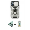 MARSİLYAN™- iPhone 12 Mini Kılıf Ahenk Klasik - Siyah Polymer Nano Ekran Koruyucu + Raze Metal Kamera Lens - YL
