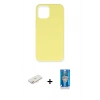 MARSİLYAN™- iPhone 12 Mini Kılıf Ahenk Serisi - Şeffaf Royal Nano Ekran Koruyucu + Renkli Kamera Lens Koruma Cam - YL