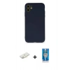 MARSİLYAN™- iPhone 12 Mini Kılıf Ahenk Serisi - Şeffaf Royal Nano Ekran Koruyucu + Renkli Kamera Lens Koruma Cam - SI