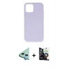 MARSİLYAN™- iPhone 12 Mini Kılıf Ahenk Serisi - Şeffaf Temperli Cam Ekran Koruyucu + Raze Metal Kamera Lens - MI