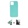 MARSİLYAN™- iPhone 12 Mini Kılıf Ahenk Serisi - Şeffaf Temperli Cam Ekran Koruyucu + Raze Metal Kamera Lens - YL