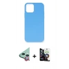MARSİLYAN™- iPhone 12 Mini Kılıf Ahenk Serisi - Şeffaf Temperli Cam Ekran Koruyucu + Raze Metal Kamera Lens - KI