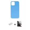 MARSİLYAN™- iPhone 12 Mini Kılıf Ahenk Serisi - Şeffaf Temperli Cam Ekran Koruyucu + Renkli Kamera Lens Koruma Cam - SI