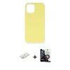MARSİLYAN™- iPhone 12 Mini Kılıf Ahenk Serisi - Şeffaf Temperli Cam Ekran Koruyucu + Renkli Kamera Lens Koruma Cam - SI