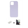 MARSİLYAN™- iPhone 12 Mini Kılıf Ahenk Serisi - Şeffaf Temperli Cam Ekran Koruyucu + Renkli Kamera Lens Koruma Cam - SI