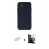 MARSİLYAN™- iPhone 12 Mini Kılıf Ahenk Serisi - Şeffaf Temperli Cam Ekran Koruyucu + Turuncu Renkli Kamera Lens Koruma Cam