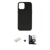 MARSİLYAN™- iPhone 12 Mini Kılıf Ahenk Serisi - Şeffaf Temperli Cam Ekran Koruyucu + Turuncu Renkli Kamera Lens Koruma Cam