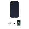 MARSİLYAN™- iPhone 12 Mini Kılıf Ahenk Serisi - Siyah 360 Mat Full Body Arka Koruyucu + Renkli Kamera Lens Koruma Cam - SI