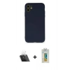 MARSİLYAN™- iPhone 12 Mini Kılıf Ahenk Serisi - Siyah Polymer Nano Ekran Koruyucu + Kamera Lens Koruma Cam - SF