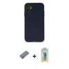 MARSİLYAN™- iPhone 12 Mini Kılıf Ahenk Serisi - Siyah Polymer Nano Ekran Koruyucu + Shine Kamera Lens Koruma Cam - MI