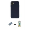 MARSİLYAN™- iPhone 12 Mini Kılıf Ahenk Serisi - Siyah Polymer Nano Ekran Koruyucu + Shine Kamera Lens Koruma Cam - PE