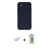 MARSİLYAN™- iPhone 12 Mini Kılıf Ahenk Serisi - Siyah Polymer Nano Ekran Koruyucu + Renkli Kamera Lens Koruma Cam - YL