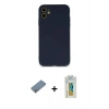 MARSİLYAN™- iPhone 12 Mini Kılıf Ahenk Serisi - Siyah Polymer Nano Ekran Koruyucu + Shine Kamera Lens Koruma Cam - GS