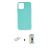 MARSİLYAN™- iPhone 12 Mini Kılıf Ahenk Serisi - Siyah Polymer Nano Ekran Koruyucu + Renkli Kamera Lens Koruma Cam - TU