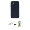 MARSİLYAN™- iPhone 12 Mini Kılıf Ahenk Serisi - Siyah Polymer Nano Ekran Koruyucu + Renkli Kamera Lens Koruma Cam - TU