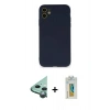 MARSİLYAN™- iPhone 12 Mini Kılıf Ahenk Serisi - Siyah Polymer Nano Ekran Koruyucu + Raze Metal Kamera Lens - YL