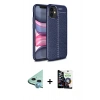 MARSİLYAN™- iPhone 12 Mini Kılıf Doruk Klasik Özel Seri - Şeffaf Temperli Cam Ekran Koruyucu + Raze Metal Kamera Lens - MI