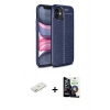 MARSİLYAN™- iPhone 12 Mini Kılıf Doruk Klasik Özel Seri - Şeffaf Temperli Cam Ekran Koruyucu + Turuncu Renkli Kamera Lens Koruma Cam