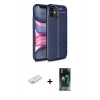 MARSİLYAN™- iPhone 12 Mini Kılıf Doruk Klasik Özel Seri - Siyah 360 Mat Full Body Arka Koruyucu + Renkli Kamera Lens Koruma Cam - TU