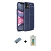 MARSİLYAN™- iPhone 12 Mini Kılıf Doruk Klasik Özel Seri - Siyah Polymer Nano Ekran Koruyucu + Shine Kamera Lens Koruma Cam - GD