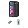 MARSİLYAN™- iPhone 12 Mini Kılıf Doruk Klasik Özel Seri - Siyah Polymer Nano Ekran Koruyucu + Shine Kamera Lens Koruma Cam - GD