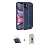 MARSİLYAN™- iPhone 12 Mini Kılıf Doruk Klasik Özel Seri - Siyah Polymer Nano Ekran Koruyucu + Kamera Lens Koruma Cam - SF