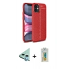 MARSİLYAN™- iPhone 12 Mini Kılıf Doruk Klasik Özel Seri - Siyah Polymer Nano Ekran Koruyucu + Raze Metal Kamera Lens - MI