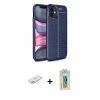 MARSİLYAN™- iPhone 12 Mini Kılıf Doruk Klasik Özel Seri - Siyah Polymer Nano Ekran Koruyucu + Renkli Kamera Lens Koruma Cam - PE