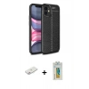 MARSİLYAN™- iPhone 12 Mini Kılıf Doruk Klasik Özel Seri - Siyah Polymer Nano Ekran Koruyucu + Renkli Kamera Lens Koruma Cam - PE