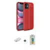 MARSİLYAN™- iPhone 12 Mini Kılıf Doruk Klasik Özel Seri - Siyah Polymer Nano Ekran Koruyucu + Renkli Kamera Lens Koruma Cam - PE