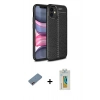 MARSİLYAN™- iPhone 12 Mini Kılıf Doruk Klasik Özel Seri - Siyah Polymer Nano Ekran Koruyucu + Shine Kamera Lens Koruma Cam - PE