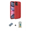 MARSİLYAN™- iPhone 12 Mini Kılıf Doruk Klasik Özel Seri - Siyah Polymer Nano Ekran Koruyucu + Shine Kamera Lens Koruma Cam - PE