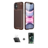 MARSİLYAN™- iPhone 12 Mini Kılıf Eksen Form Prime - Şeffaf 360 Full Body Arka Koruyucu + Kamera Lens Koruma Cam - SF
