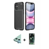 MARSİLYAN™- iPhone 12 Mini Kılıf Eksen Form Prime - Şeffaf 360 Full Body Arka Koruyucu + Mavi Raze Metal Kamera Lens