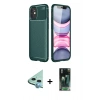 MARSİLYAN™- iPhone 12 Mini Kılıf Eksen Form Prime - Şeffaf 360 Full Body Arka Koruyucu + Mavi Raze Metal Kamera Lens