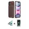 MARSİLYAN™- iPhone 12 Mini Kılıf Eksen Form Prime - Şeffaf 360 Full Body Arka Koruyucu + Mavi Raze Metal Kamera Lens