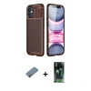 MARSİLYAN™- iPhone 12 Mini Kılıf Eksen Form Prime - Şeffaf 360 Full Body Arka Koruyucu + Shine Kamera Lens Koruma Cam - GI