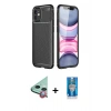 MARSİLYAN™- iPhone 12 Mini Kılıf Eksen Form Prime - Şeffaf Royal Nano Ekran Koruyucu + Raze Metal Kamera Lens - KI
