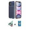 MARSİLYAN™- iPhone 12 Mini Kılıf Eksen Form Prime - Şeffaf Royal Nano Ekran Koruyucu + Raze Metal Kamera Lens - KI