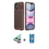MARSİLYAN™- iPhone 12 Mini Kılıf Eksen Form Prime - Şeffaf Royal Nano Ekran Koruyucu + Raze Metal Kamera Lens - KI