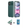 MARSİLYAN™- iPhone 12 Mini Kılıf Eksen Form Prime - Şeffaf Royal Nano Ekran Koruyucu + Raze Metal Kamera Lens - KI