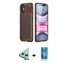MARSİLYAN™- iPhone 12 Mini Kılıf Eksen Form Prime - Şeffaf Royal Nano Ekran Koruyucu + Raze Metal Kamera Lens - MI