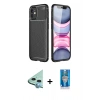 MARSİLYAN™- iPhone 12 Mini Kılıf Eksen Form Prime - Şeffaf Royal Nano Ekran Koruyucu + Raze Metal Kamera Lens - MI