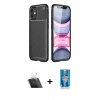 MARSİLYAN™- iPhone 12 Mini Kılıf Eksen Form Prime - Şeffaf Royal Nano Ekran Koruyucu + Şeffaf Kamera Lens Koruma Cam