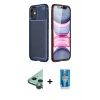 MARSİLYAN™- iPhone 12 Mini Kılıf Eksen Form Prime - Şeffaf Royal Nano Ekran Koruyucu + Raze Metal Kamera Lens - YL